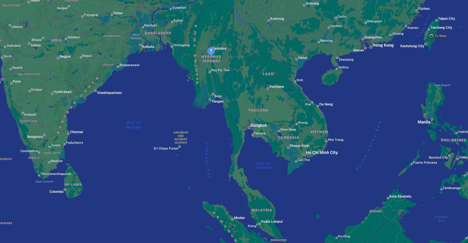 Map showing the location of Myanmar